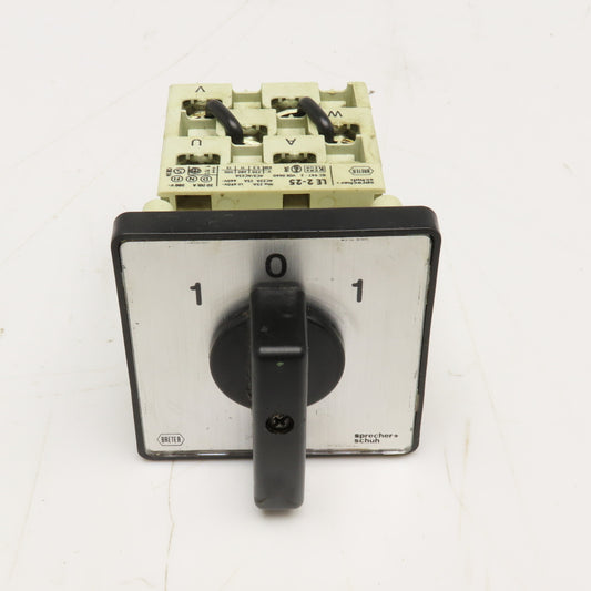 Sprecher + Schuh LE2-25 3 Position Rotary Cam Switch 660V 25A 13kW