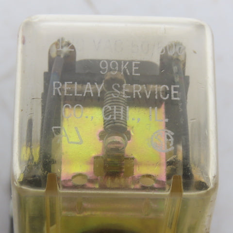 Relay Service Co. 99KE 28VDC 17A Res 120/240VAC 10A Res. Ice Cube Relay W/Base