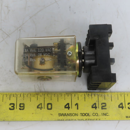 Relay Service Co. 99KE 28VDC 17A Res 120/240VAC 10A Res. Ice Cube Relay W/Base