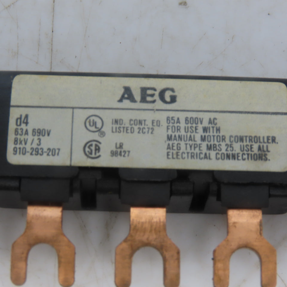 AEG Type MBS 25 207 910-293-207 Bus Bar 65A 600V