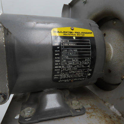 10" OD x 6-1/4" W Squirrel Cage Blower Fan With 1HP Motor 230/460V 3PH & Damper