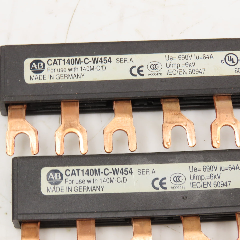 Allen Bradley CAT140M-C-W454 600V 63A 3Ph Bus Bar Lot Of 2