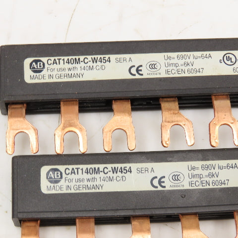 Allen Bradley CAT140M-C-W454 600V 63A 3Ph Bus Bar Lot Of 2