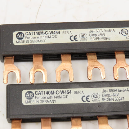 Allen Bradley CAT140M-C-W454 600V 63A 3Ph Bus Bar Lot Of 2
