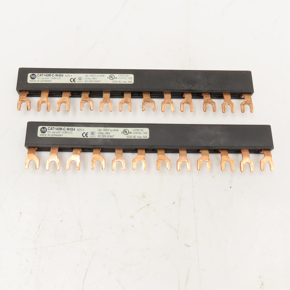 Allen Bradley CAT140M-C-W454 600V 63A 3Ph Bus Bar Lot Of 2