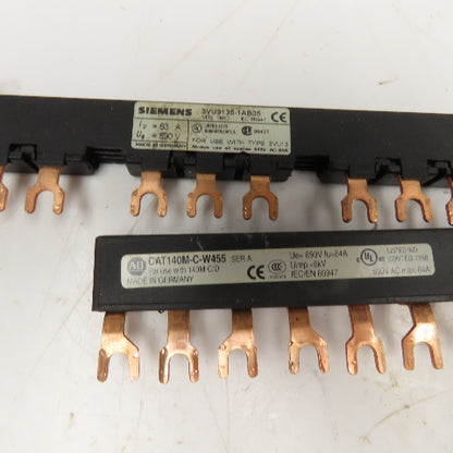 Siemens 3VU9135-1AB04 600V 65A Misc. Lot 3 Phase Bus Bar Lot Of 7