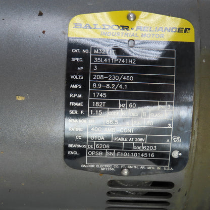 12" OD x 7-1/4" W Squirrel Cage Blower Fan With 3HP Motor 230/460V 3PH & Damper