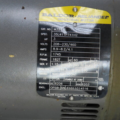 12" OD x 7-1/4" W Squirrel Cage Blower Fan With 3HP Motor 230/460V 3PH & Damper