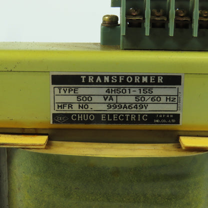 Chuo Electric 45H01-155 500VA Transformer 50/60HZ HV 200/210/220 LV 100V 1PH