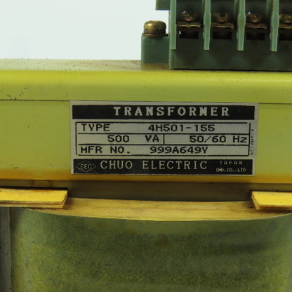Chuo Electric 45H01-155 500VA Transformer 50/60HZ HV 200/210/220 LV 100V 1PH
