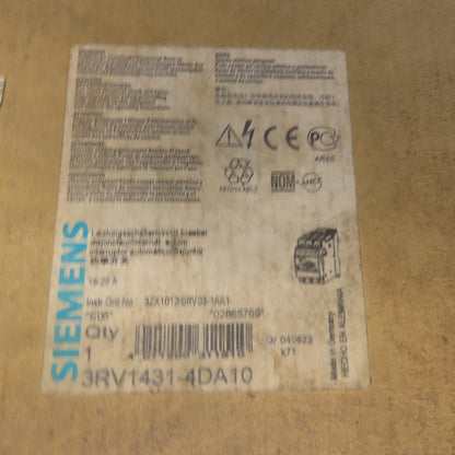 Siemens 3RV1431-4DA10 Circuit Breaker 18-25A 25HP