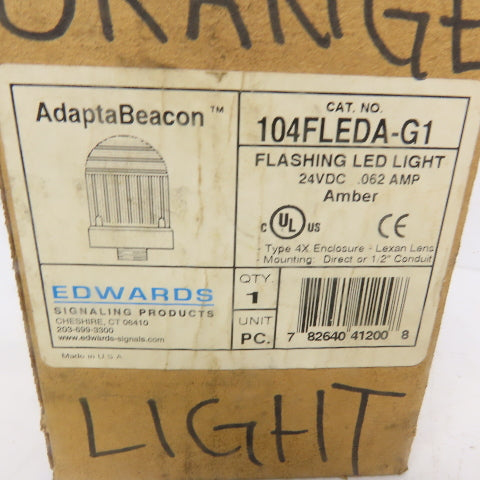 Edwards 104FLEDA-G1 Axapta Beacon Amber Flashing Light 24VDC 0.062A