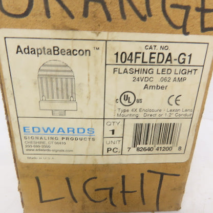 Edwards 104FLEDA-G1 Axapta Beacon Amber Flashing Light 24VDC 0.062A