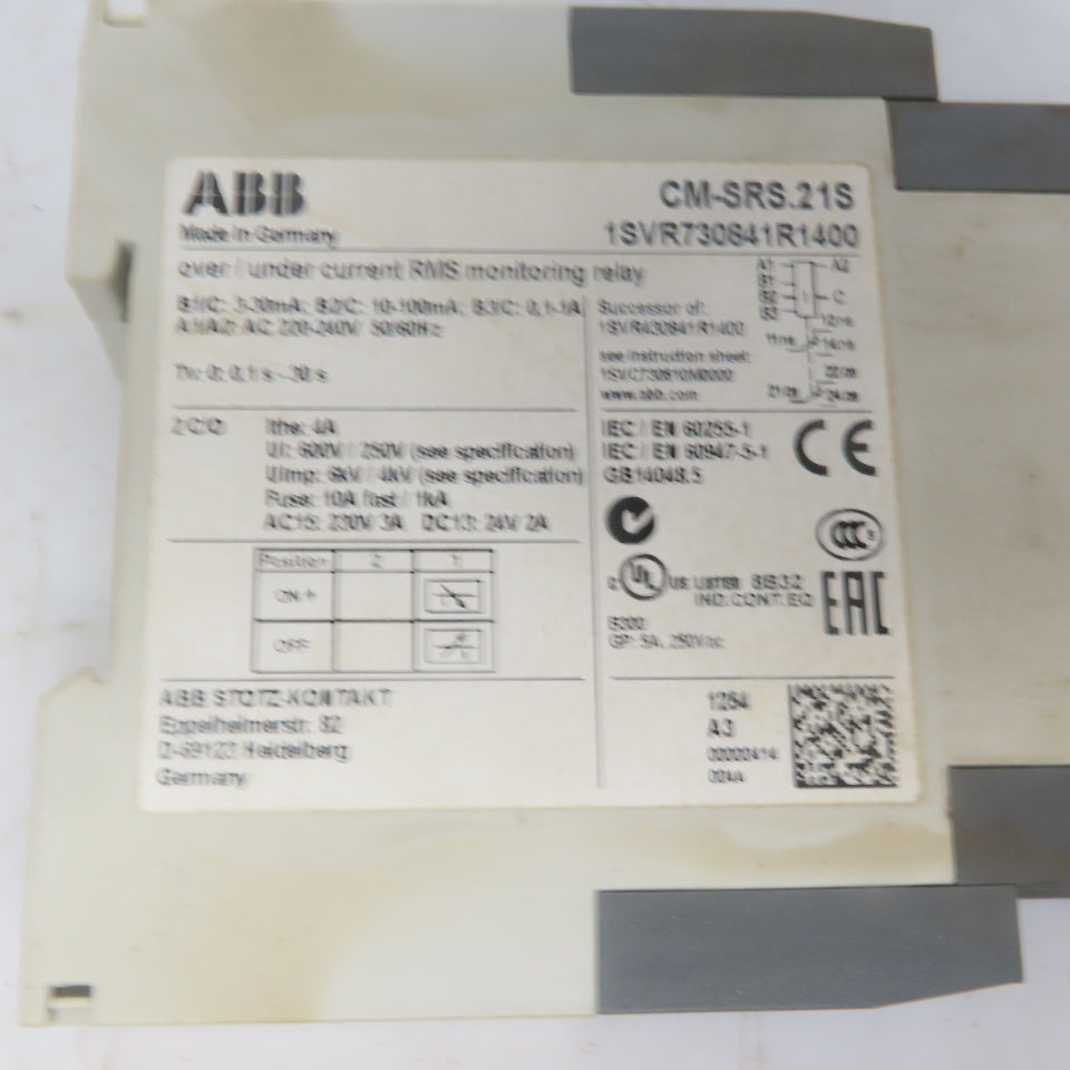 ABB 1SVR730841R1400 CM-SRS.21S VER/Under Current RMS Monitoring Relay