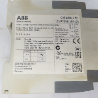 ABB 1SVR730841R1400 CM-SRS.21S VER/Under Current RMS Monitoring Relay