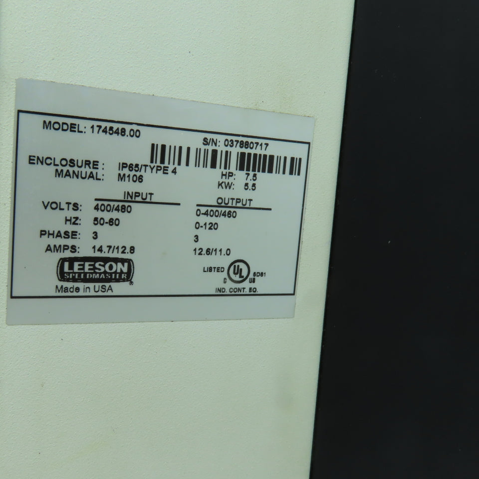 Leeson Washguard 174548.00 7.5HP Adjustable Speed AC Drive Parts/Repair