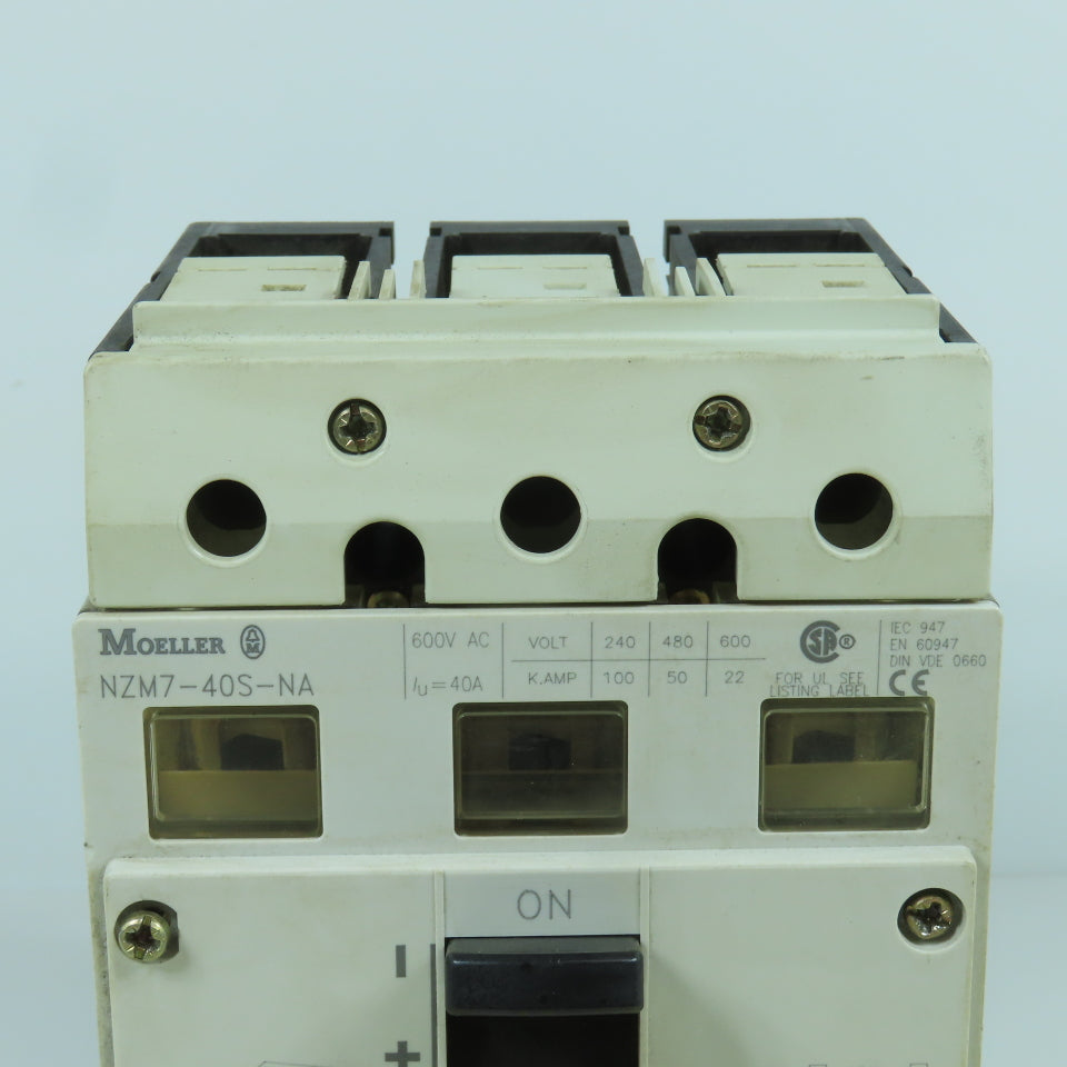 Moeller NZM7-40S-NA 40A Molded Case Circuit Breaker 600V AC W/ Adjustable Trip