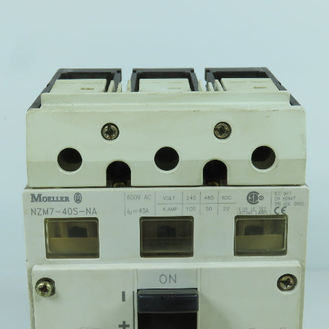Moeller NZM7-40S-NA 40A Molded Case Circuit Breaker 600V AC W/ Adjustable Trip