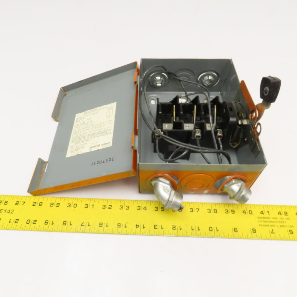 Square D DU321 30A 240V 3 Pole Non Fused Manual Disconnect Switch Type 1