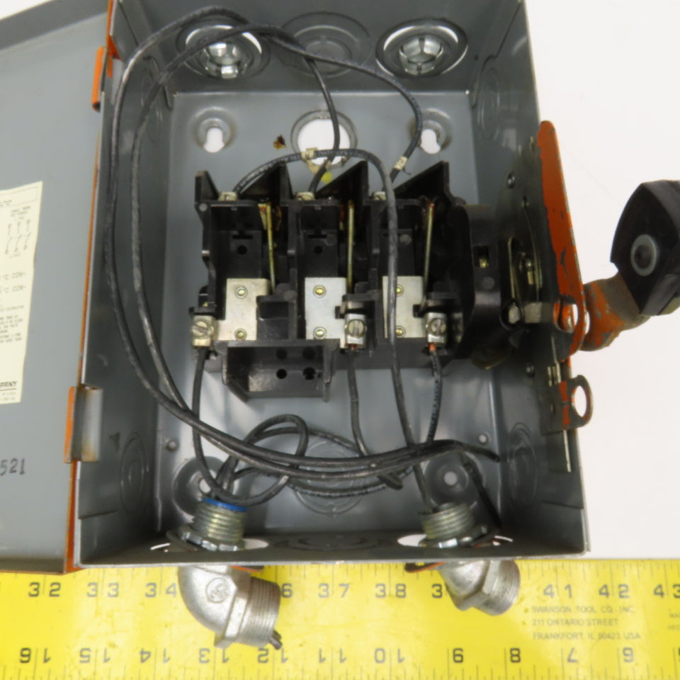 Square D DU321 30A 240V 3 Pole Non Fused Manual Disconnect Switch Type 1