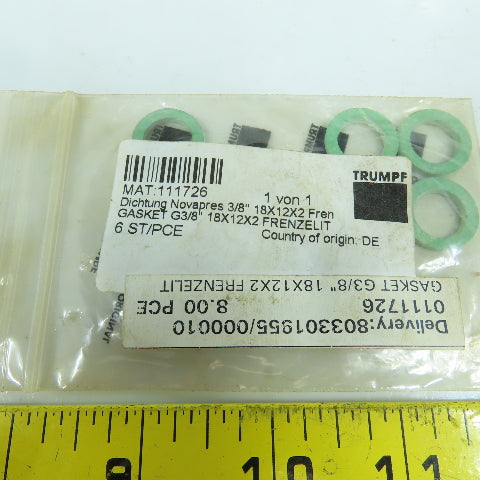 Trumpf 0111726 G3/8 18X12X2 Frenzelit Gasket Lot Of 4
