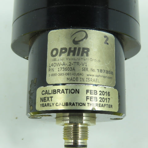Ophir 173603A L40W-A-.2-TRV1 Laser Thermal Power Sensor W/ Mounting Bracket