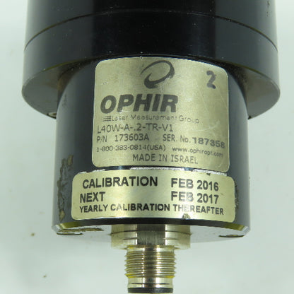 Ophir 173603A L40W-A-.2-TRV1 Laser Thermal Power Sensor W/ Mounting Bracket