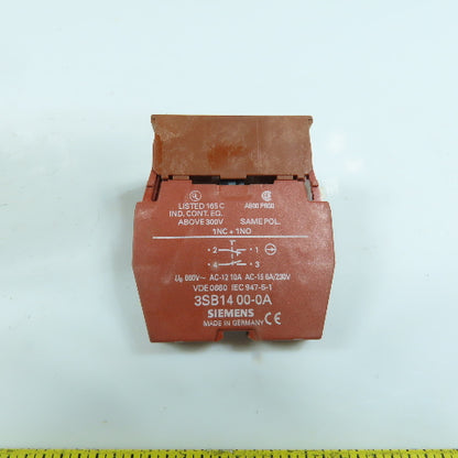 Siemens 3SB1320-0A Contact Block With Holder 230V 3SB14 00-0A