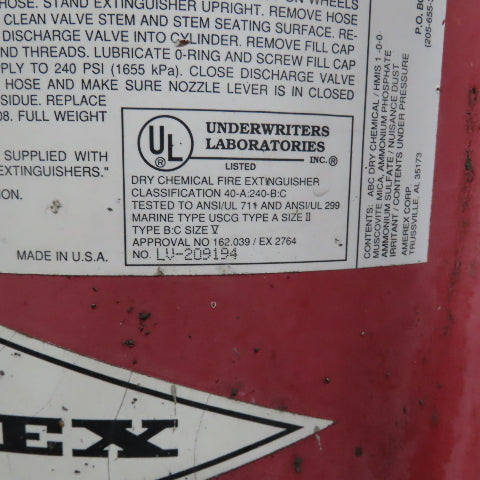 Amerex Portable ABC Dry Chemical 150LB Fire Extinguisher W/ 48' Hose