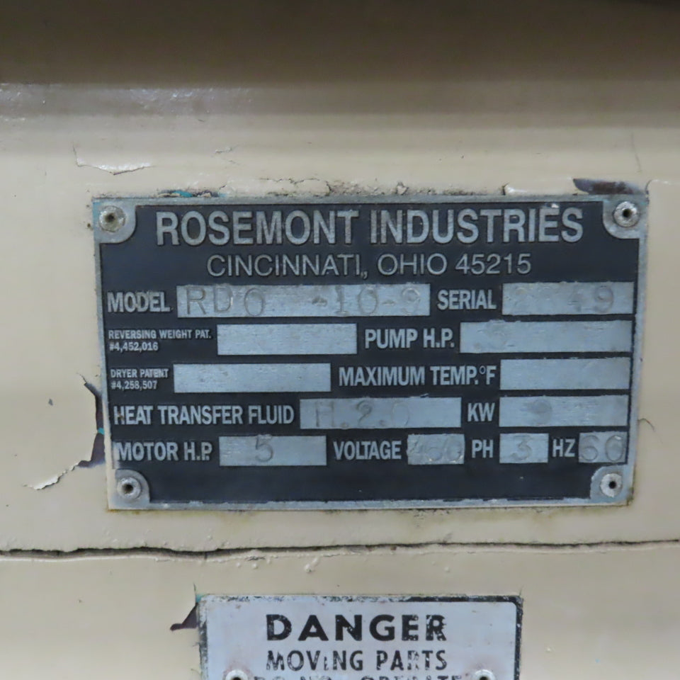 Rosemont RD0-10-9 Finishing Mill Vibratory Bowl Finisher 460V 3PH 8 CU. FT.