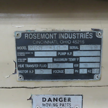 Rosemont RD0-10-9 Finishing Mill Vibratory Bowl Finisher 460V 3PH 8 CU. FT.