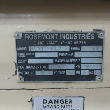Rosemont RD0-10-9 Finishing Mill Vibratory Bowl Finisher 460V 3PH 8 CU. FT.