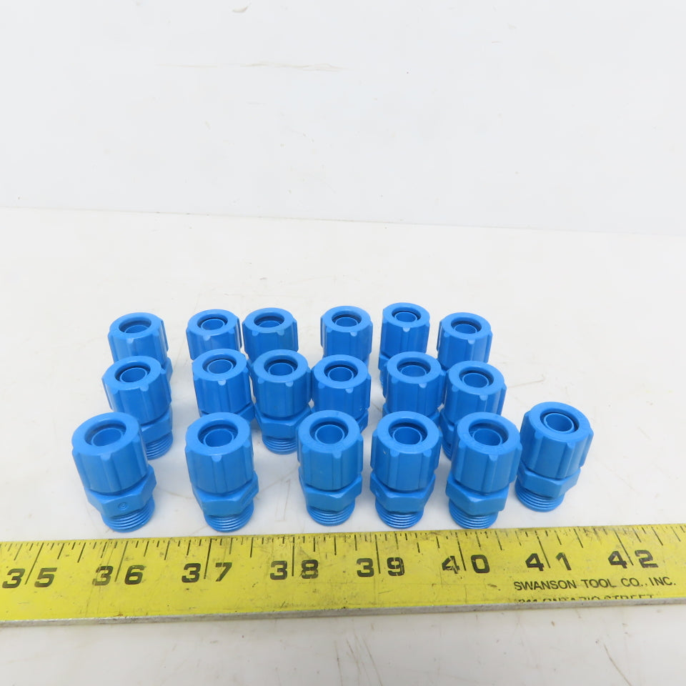 Festo Blue Nylon Connector 3/8" MNPT to 3/8" ID Tube Lot of 19