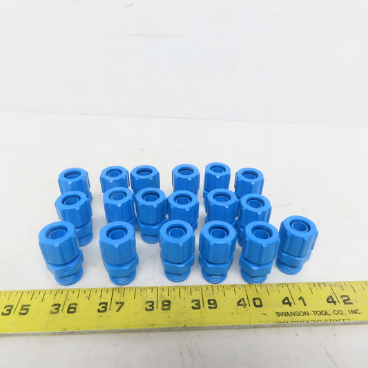 Festo Blue Nylon Connector 3/8" MNPT to 3/8" ID Tube Lot of 19