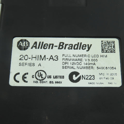 Allen Bradley Ser A PowerFlex 700S Full Numeric LCD HIM FRN V3.005 (CRACKED)