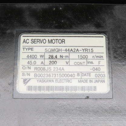 Yaskawa SGMGH-44A2A-YR15 4400W AC Servo Motor 1500RPM 200V (No Encoder)