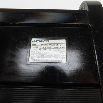 Yaskawa SGMGH-44A2A-YR15 4400W AC Servo Motor 1500RPM W/Encoder UTSAE-B17BBF