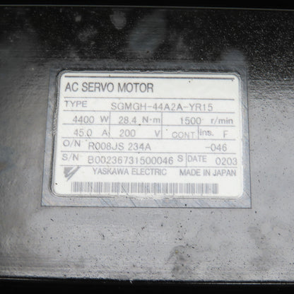 Yaskawa SGMGH-44A2A-YR15 4400W AC Servo Motor 1500RPM From Motoman SP-100x250