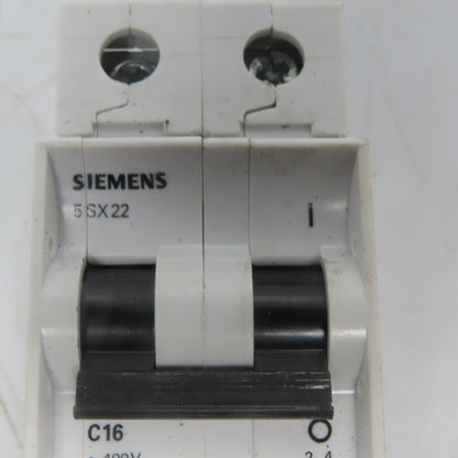Siemens 5SX22 C16 400V 2 Pole 16A Circuit Breaker Rail Mount