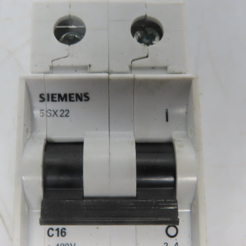 Siemens 5SX22 C16 400V 2 Pole 16A Circuit Breaker Rail Mount