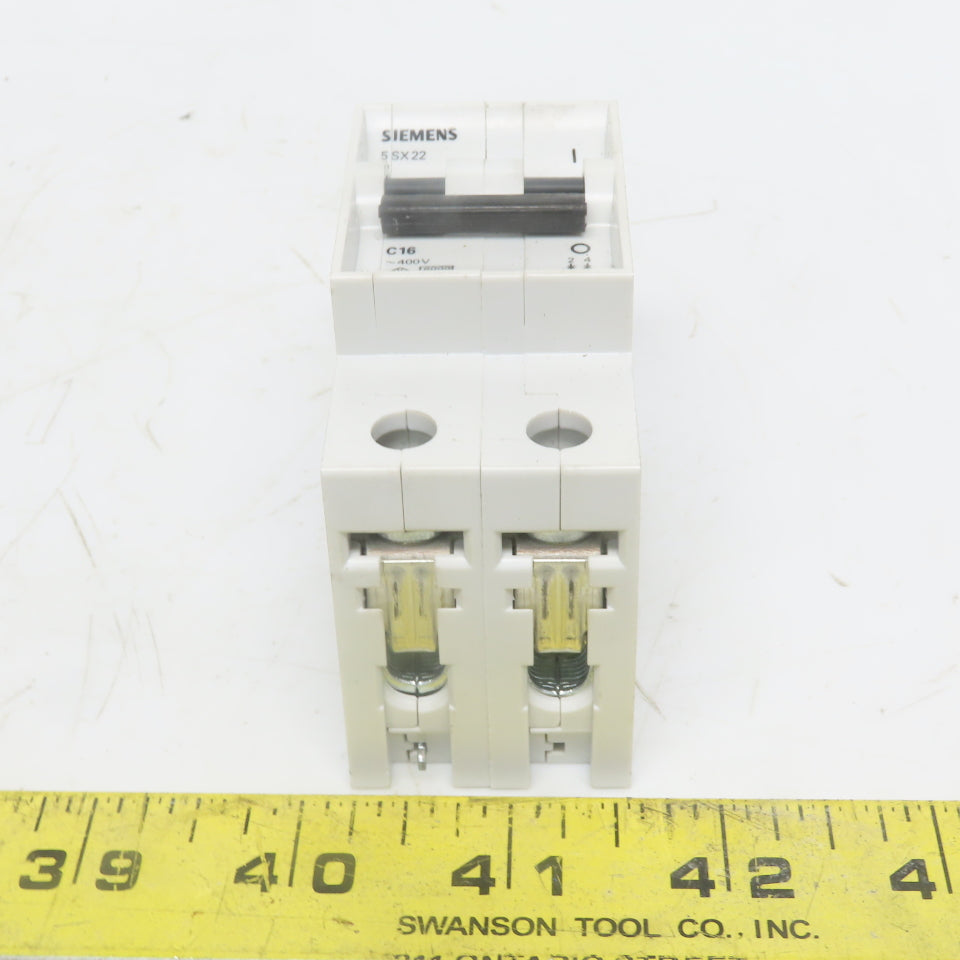 Siemens 5SX22 C16 400V 2 Pole 16A Circuit Breaker Rail Mount