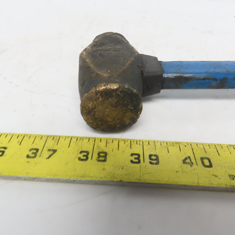 24oz/1.5 LB Brass Hammer W/Fiverglass Handle 12" Long 1.250 Face
