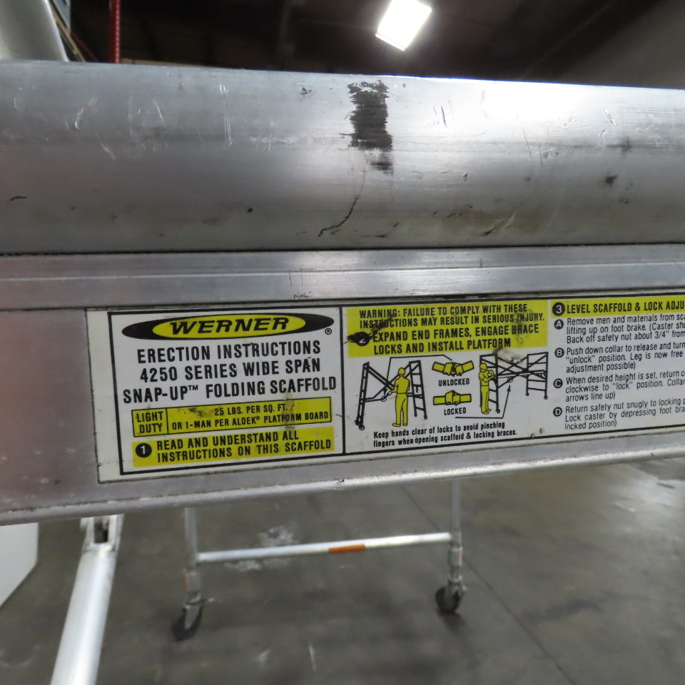 Werner 4250 Series Wide Span Snap-Up Aluminum Folding Rolling Scaffold 96" x 52"