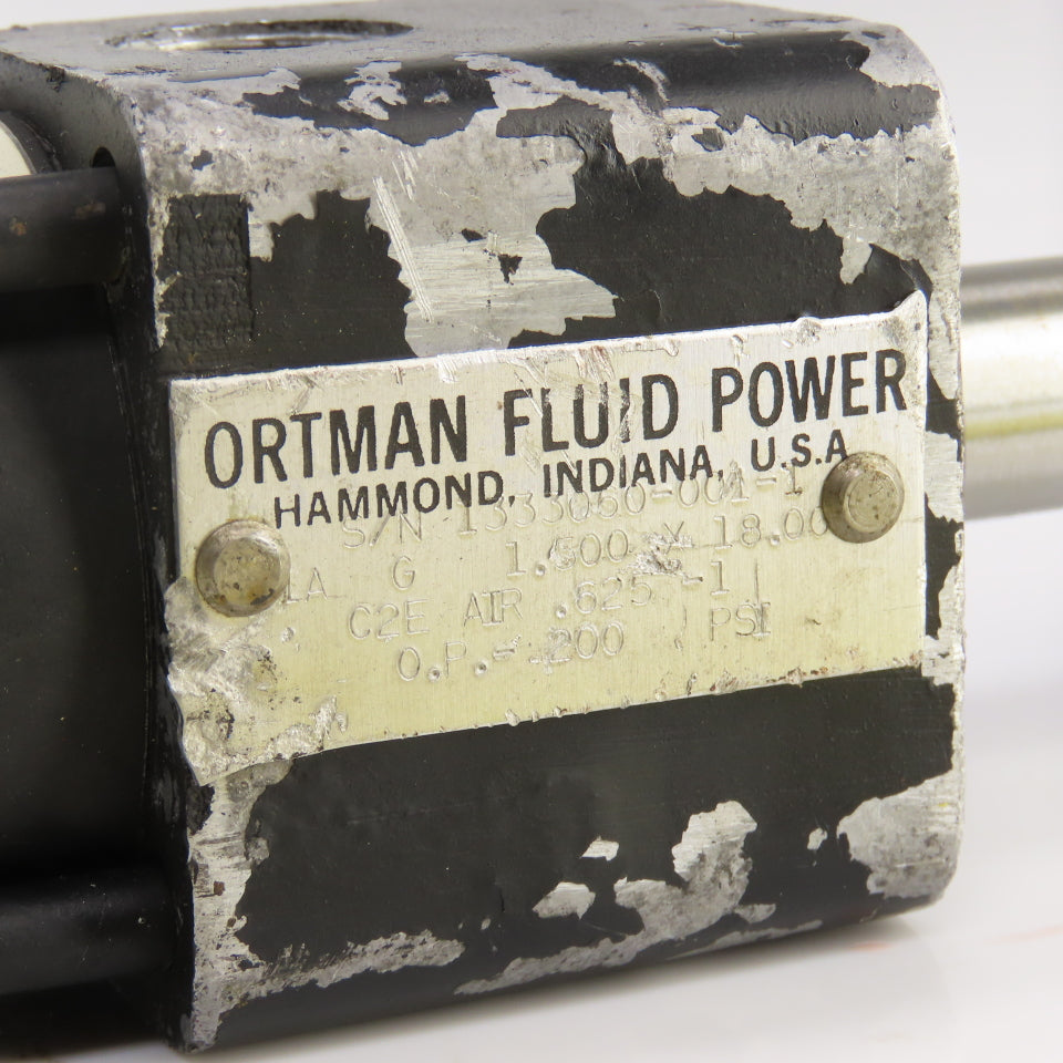 Ortman Double Acting Pneumatic Cylinder 1.5" Bore 18" Stroke 5/8" Rod 200PSI