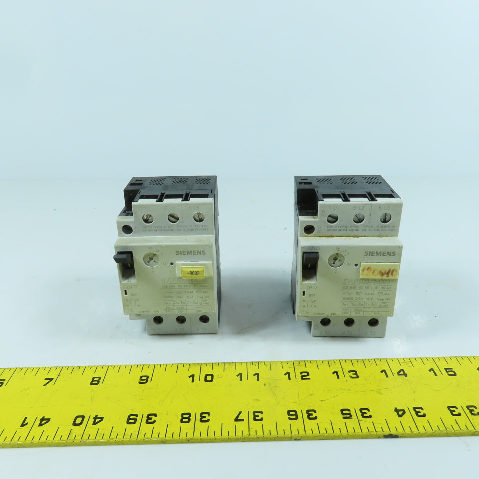 Siemens 3VU1300-1MJ00 2.4 - 4A Motor Protector Circuit Breaker 600V AC Lot Of 2