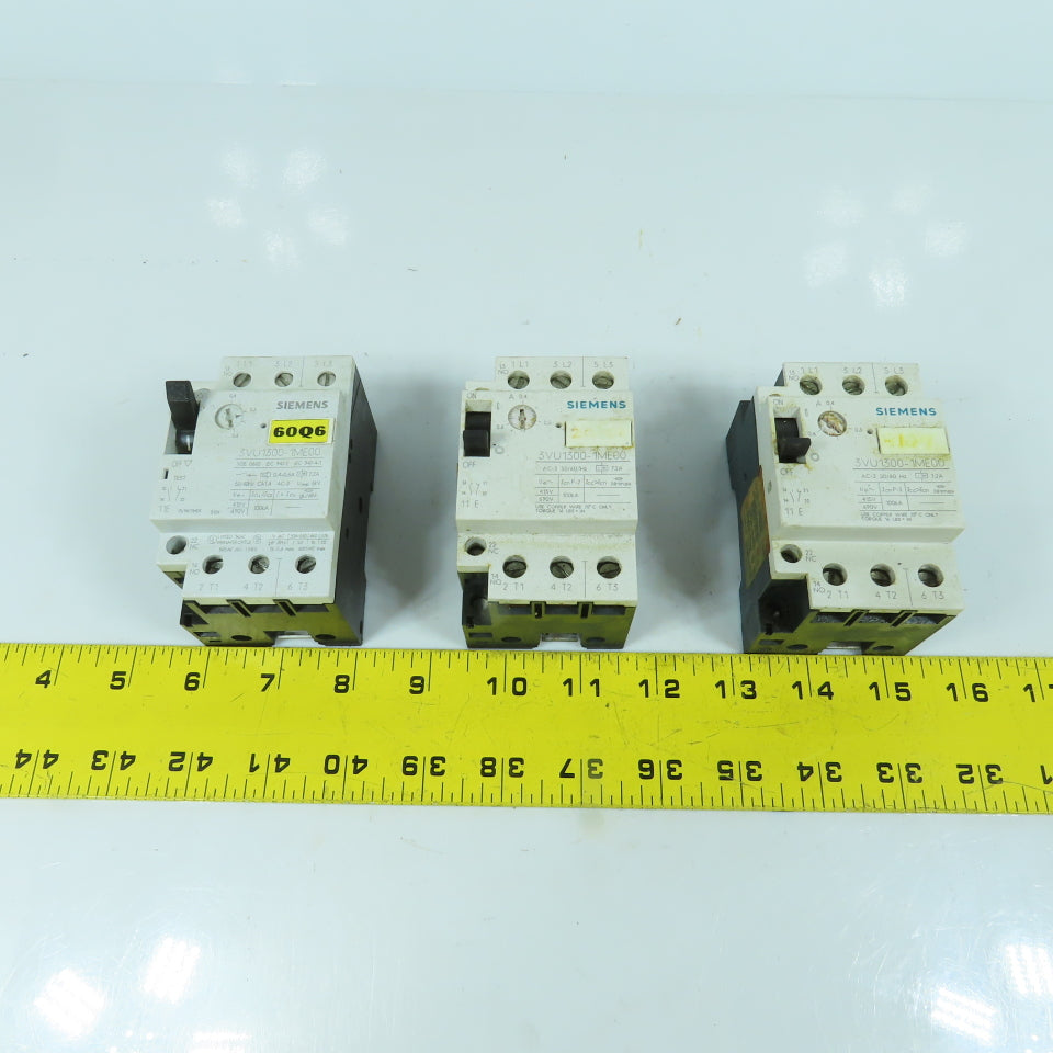 Siemens 3VU1300-1ME00 0.4-0.6A Motor Protector Circuit Breaker 600VAC Lot Of 3