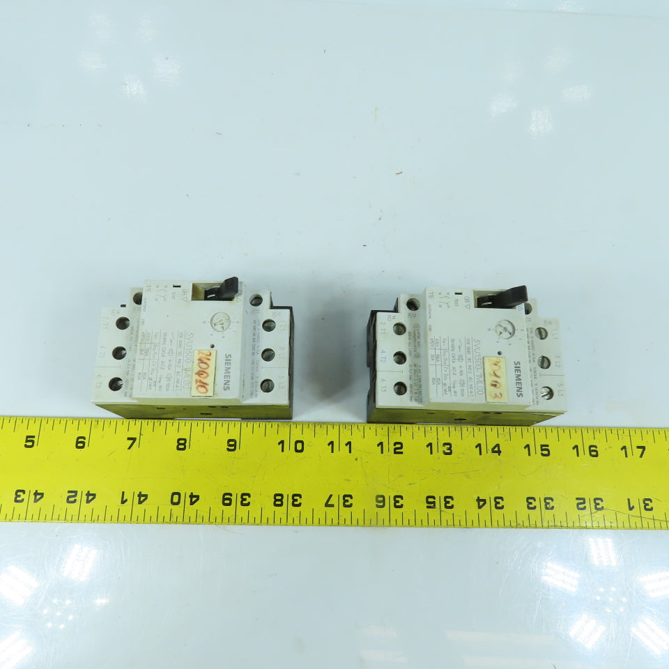 Siemens 3VU1300-1ML00 6-10A Motor Protector Circuit Breaker 600VAC Lot Of 2
