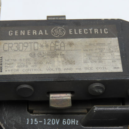 General Electric CR309T0**AEA Size 2 Reversing Contactor 600VAC 20Hp 120V Coil
