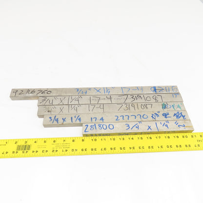 3/4" x 1-1/4" Non Heat Treated 17-4 Stainless Flat Bar 12-21" Stock Lot Of 5