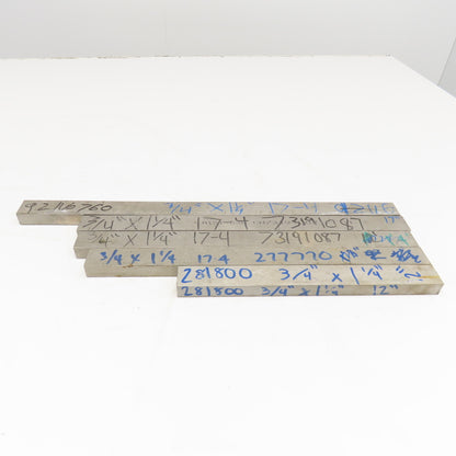 3/4" x 1-1/4" Non Heat Treated 17-4 Stainless Flat Bar 12-21" Stock Lot Of 5